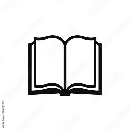 Open dictionary icon in black line art on transparent background