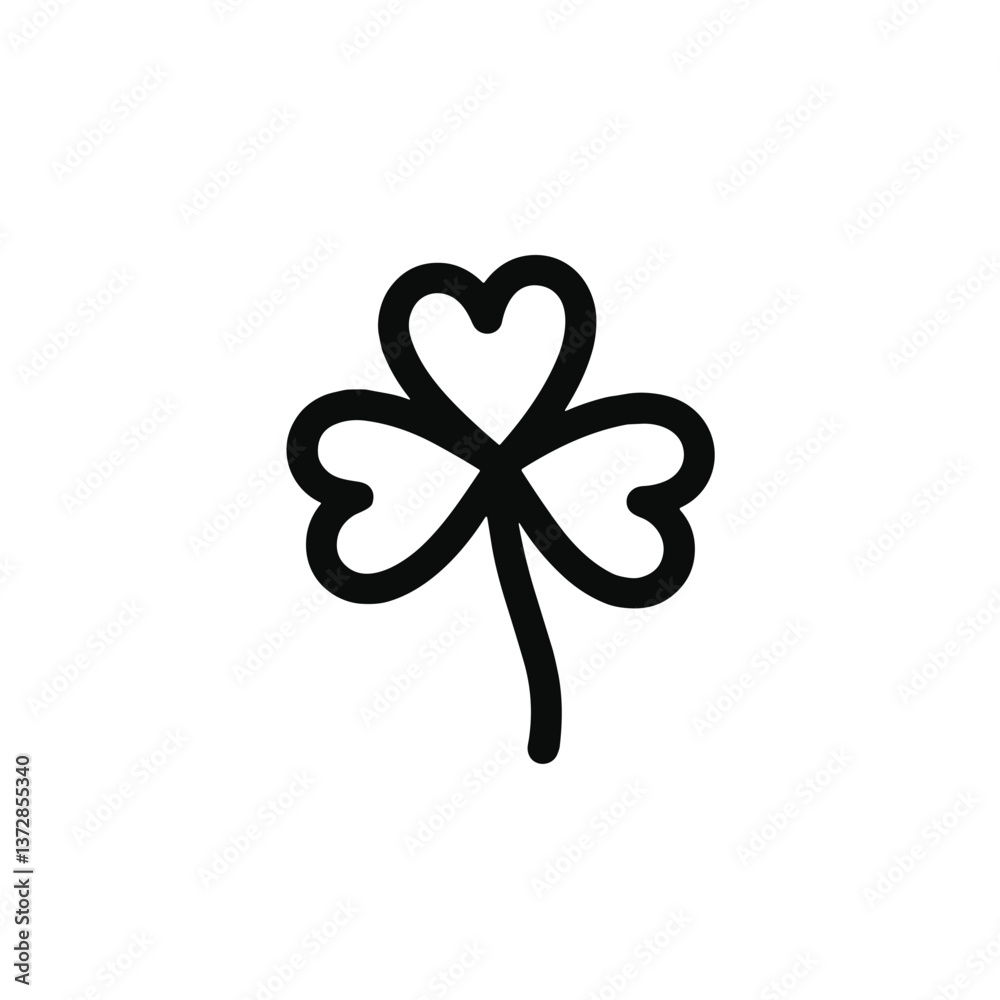 Simple black line art of a shamrock on transparent background Simple black line art of a shamrock on transparent background