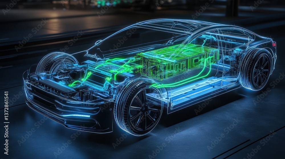 Fototapeta premium Electric Car Interior Components Night Vision