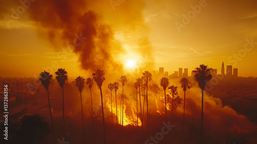 Wallpaper Mural Dramatic Wildfire Sunset Cityscape Torontodigital.ca