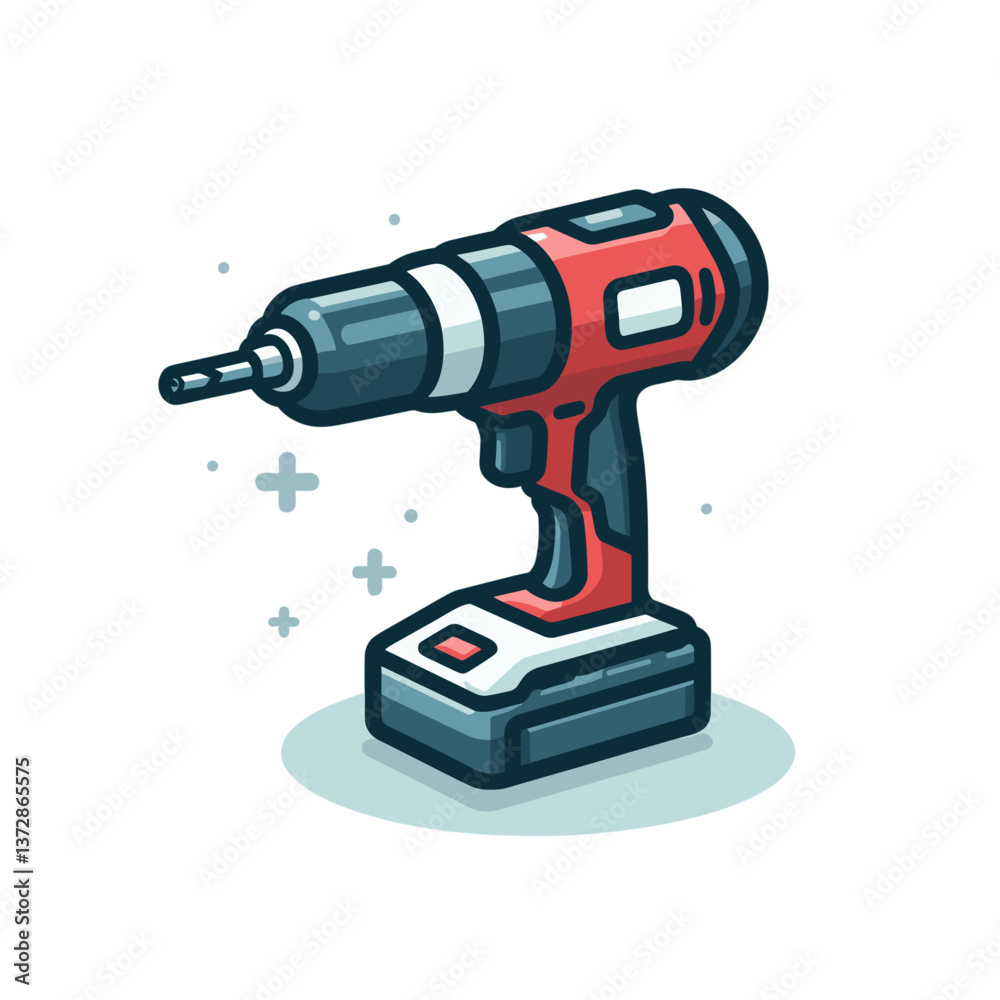 Vector art of cordless power drill with battery pack. Perfect for DIY websites, home improvement tutorials, and construction tool guides. Vector art of cordless power drill with battery pack. Perfect for DIY websites, home improvement tutorials, and construction tool guides.