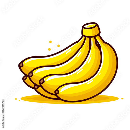 Vector illustration of fresh yellow banana bunch. Perfect for healthy eating blogs, fruit nutrition guides, and natural food promotions.