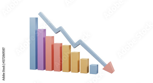 Free Download Isolated Declining Bar Graph with Arrow Indicating Loss - GFXLoad