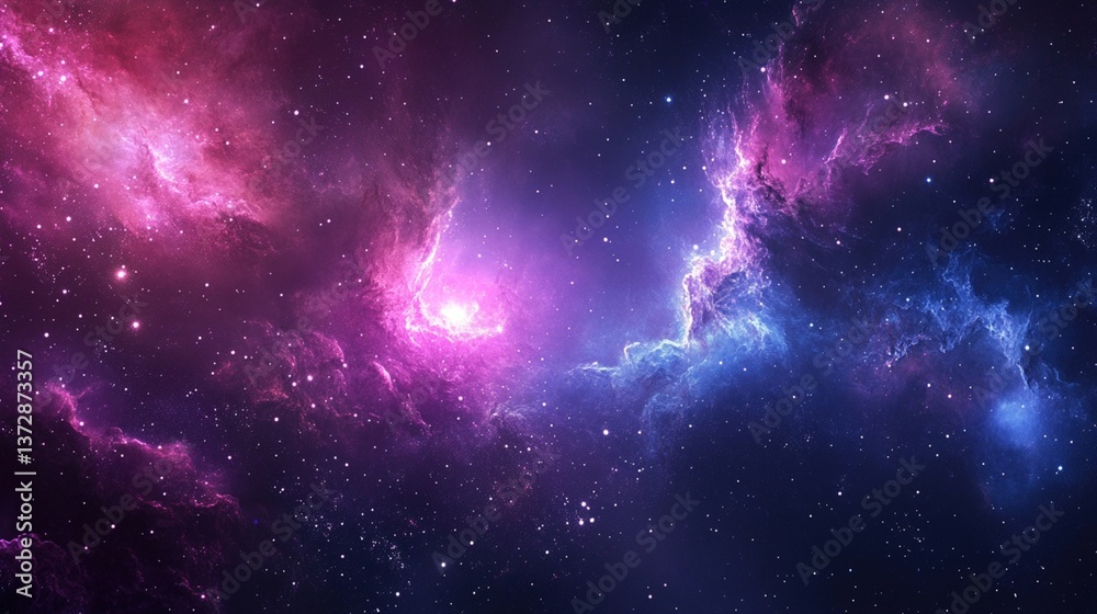 Fototapeta premium Cosmic nebulae with vibrant hues of pink and blue