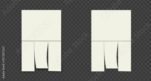 Empty blank sheet paper advertising. Tear-off ads.  Street signs with push pin. Tear off stripes. Street advertisement