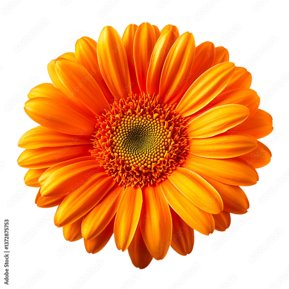 Vibrant Orange Gerbera Daisy Flower Closeup Black Background, Vibrant Orange Gerbera Daisy Flower Closeup Black Background,