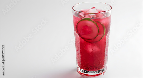 Wallpaper Mural Refreshing hibiscus and cucumber cooler with ice on a minimalist backdrop Torontodigital.ca