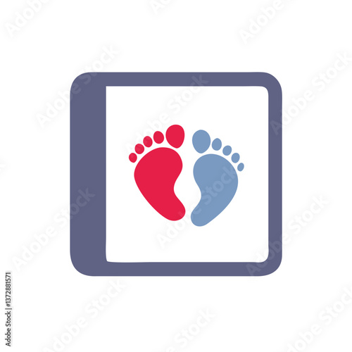 Baby footprints icon design in vibrant colors  