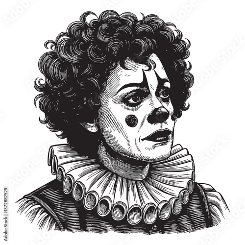 clown face engraving vector illustration