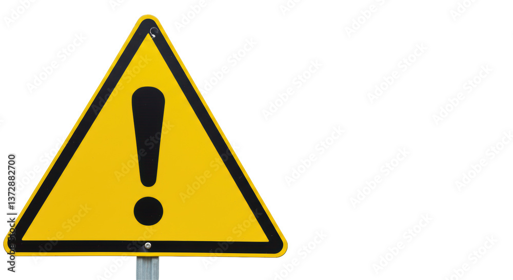 Isolated Yellow Warning Sign with Exclamation Mark Isolated Yellow Warning Sign with Exclamation Mark