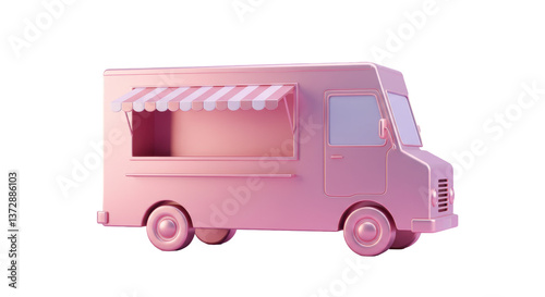Isolated Food Truck in Pastel Pink Color