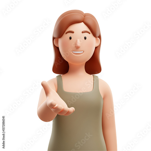 3d person invitation with a gesture isolated on white background