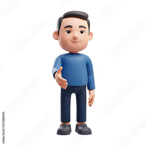 3d person invitation with a gesture isolated on white background
