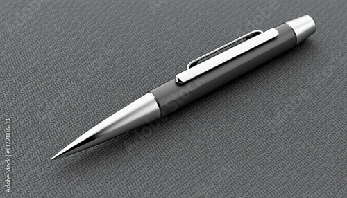 Isolated silver fountain pen, a single writing object