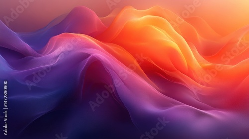 Wallpaper Mural Abstract Colorful Waves in Gradient Tones of Pink, Purple, and Orange Torontodigital.ca