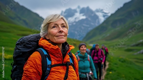 Hiking adventure with friends mountain trails photography scenic landscape upbeat perspective