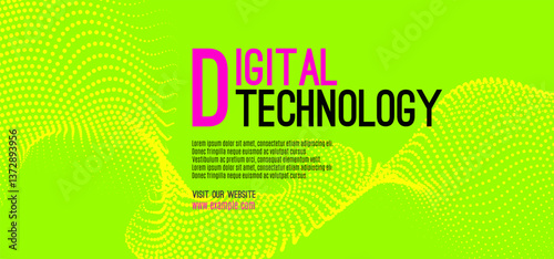 Digital technology speed connect yellow green background, cyber nano information, abstract communication, innovation future tech data, internet network connection, Ai big data, line dot illustration