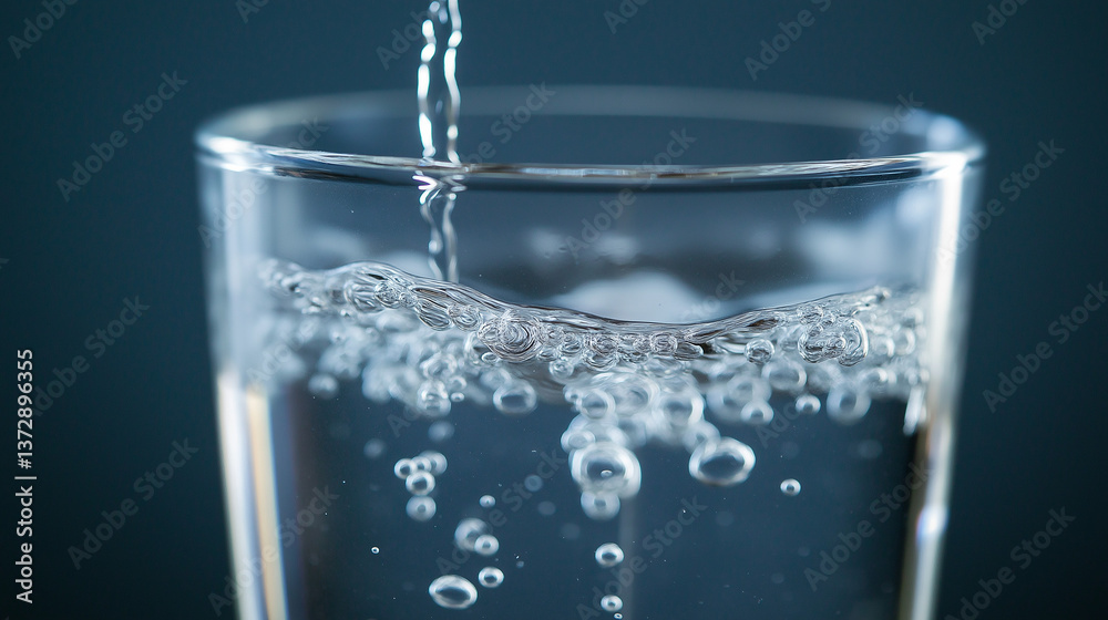 An artistic view capturing water being poured into a glass of water. An artistic view capturing water being poured into a glass of water.