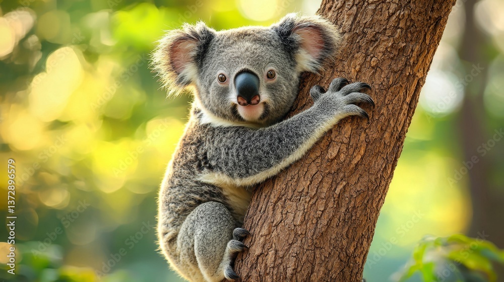 Fototapeta premium A koala bear sitting on top of a tree