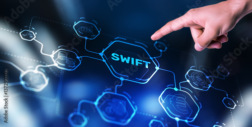 Swift. International interbank system. Web Network Pay System Finance Digital Technology
