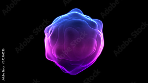 Abstract , glowing colorful blob. Purple, blue shine, smoothly mooving, looped  energy sphere. Magic looped background. Morphling modern bubble gum orb