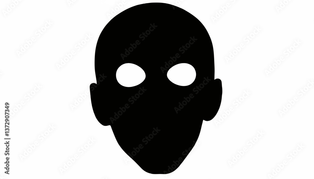 Unique human-like silhouette featuring hollow eyes and an elongated face in a minimalist style Unique human-like silhouette featuring hollow eyes and an elongated face in a minimalist style
