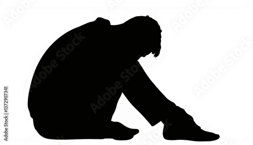 Emotionally distressed individual seated quietly, expressing sadness and isolation in a dark silhouette