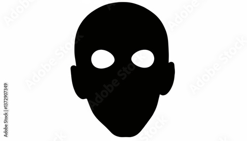 Unique human-like silhouette featuring hollow eyes and an elongated face in a minimalist style