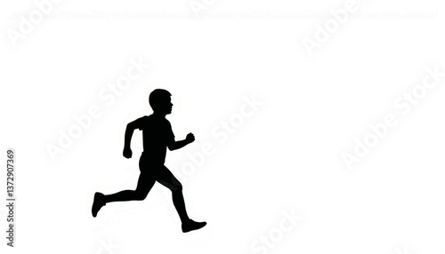 Silhouette of a runner in motion on a plain background during daylight hours
