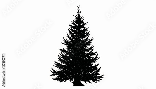 Wallpaper Mural Silhouette of a tall evergreen tree against a plain background, conveying the essence of winter and nature's beauty Torontodigital.ca