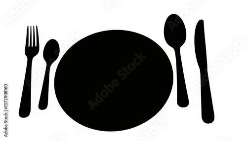 Setting a dining table with cutlery and a plate in a modern style ready for a meal