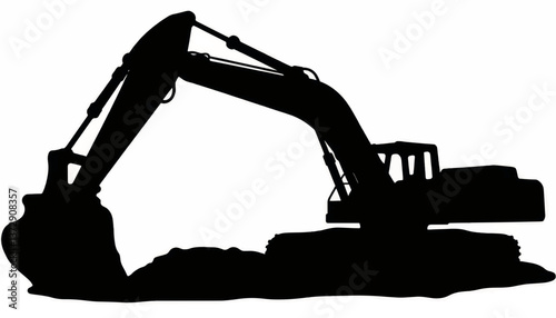 Excavator digging on a construction site during daylight hours
