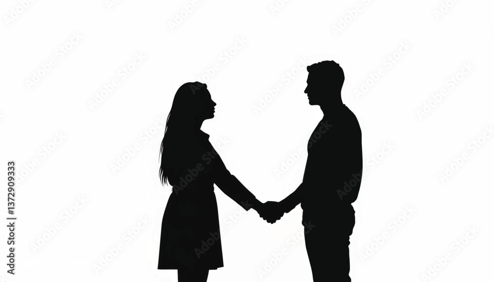 Couple holding hands in silhouette against a light background during sunset at a romantic outdoor location