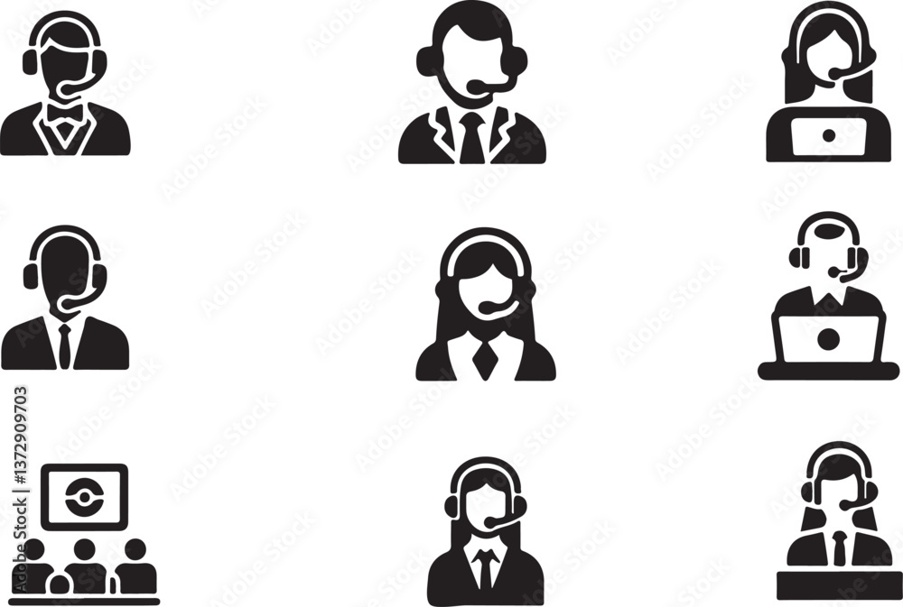 Fototapeta premium customer care icon, call center icon, customer support icon, vector call center communication symbol, customer service, help desk, call center for logo, phone support service vector art