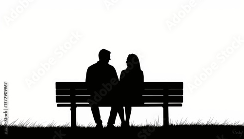 Couple sitting on a bench sharing a moment during sunset in a peaceful park setting