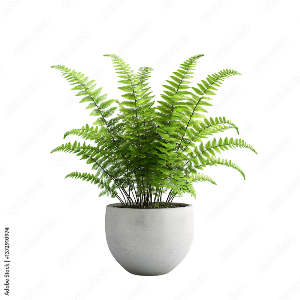 3D Fern Plant with Delicate Leaves in White Pot Isolated on Transparent Background 3D Fern Plant with Delicate Leaves in White Pot Isolated on Transparent Background
