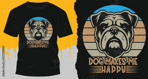 dog makes me happy vintage typography grange t shirt design sv g free vector