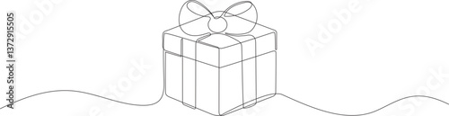 gift box Continuous one line drawing