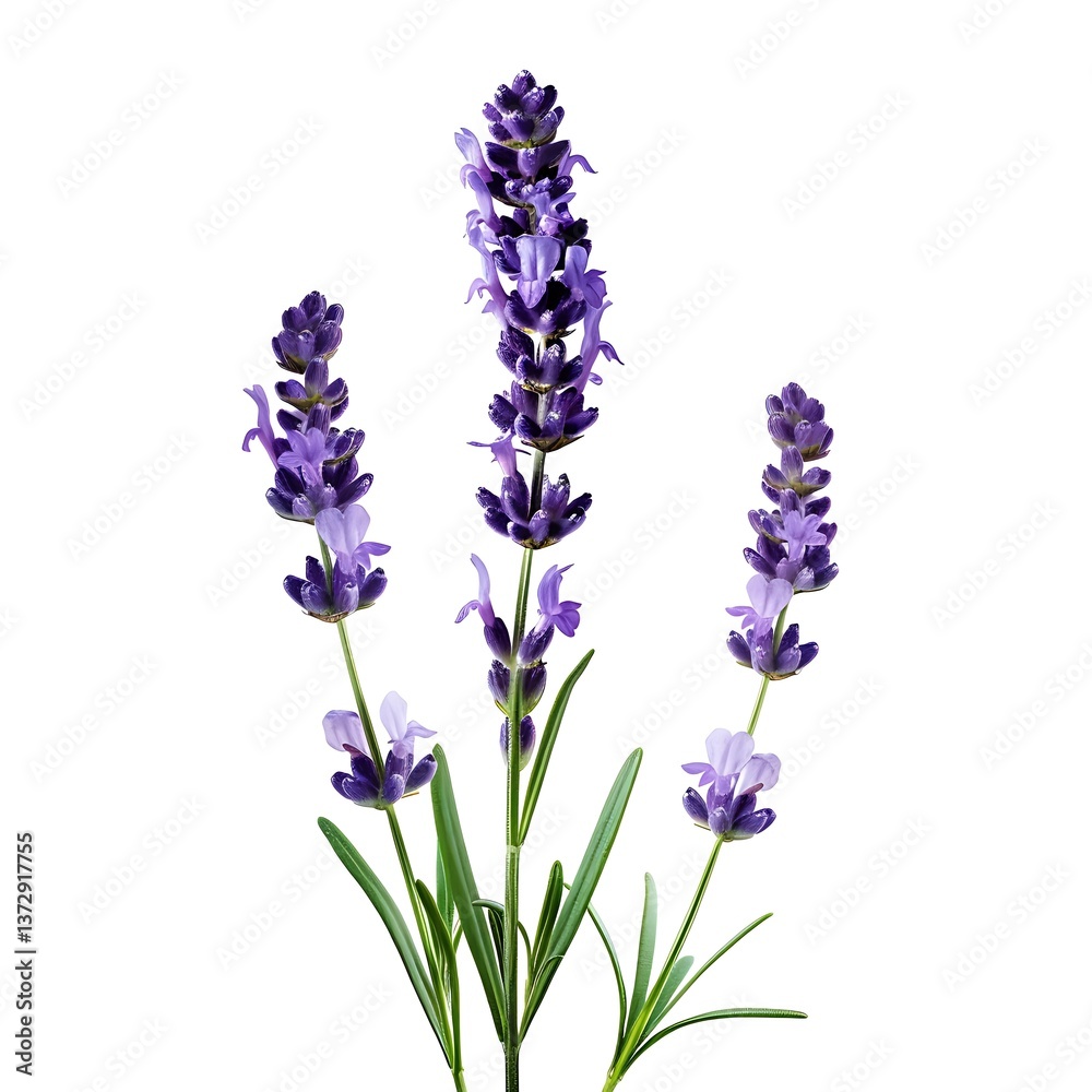 Obraz premium Lavender Isolated on White Background. Beautiful Lavender Flower