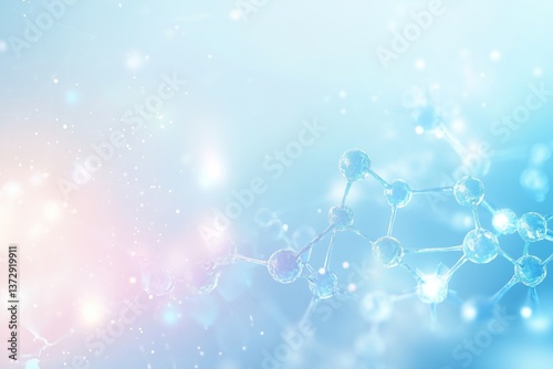 White and light blue medical abstract gradient background with molecules. web banner. Medical background in white and light blue gradient with molecular design.Science, technology and medical concept.
