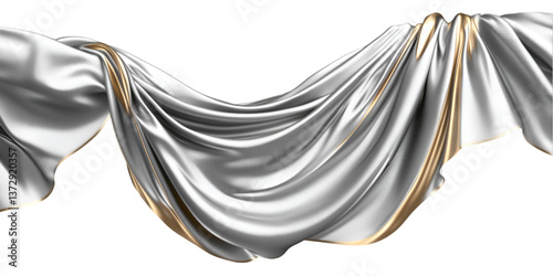 Elegant silver and gold fabric flowing gracefully