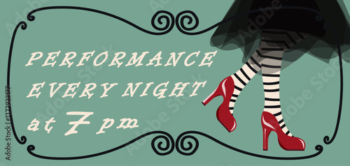 Flyer advertising about the performance. Announcement of theatrical event. Vector horizontal banner