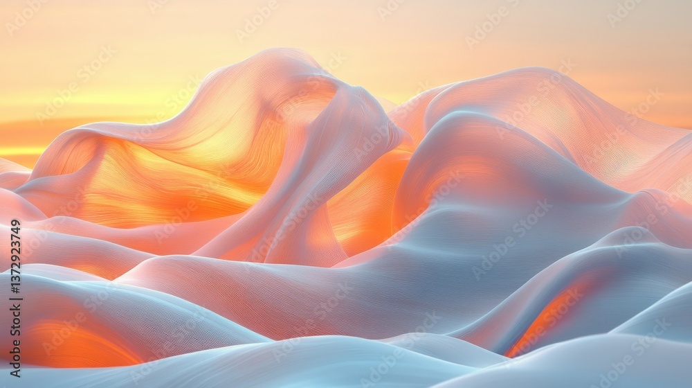 Obraz premium Serene Abstract Landscape with Soft Waves and Gentle Colors at Sunset