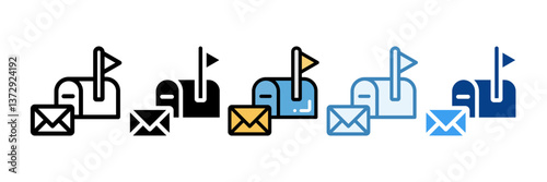 Mailbox Icon Set Multiple Style Collection