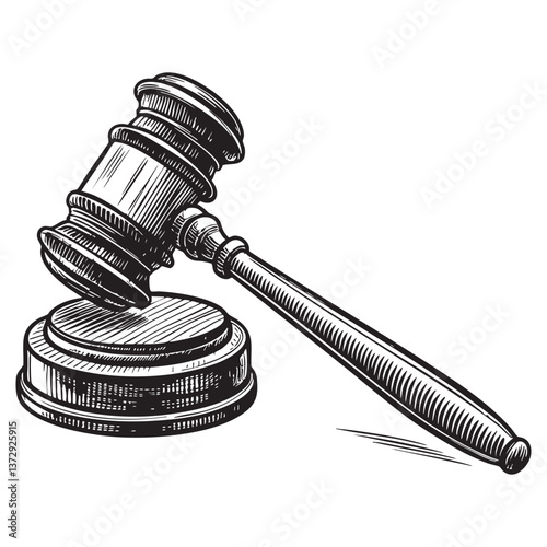 judge gavel engraving vector illustration