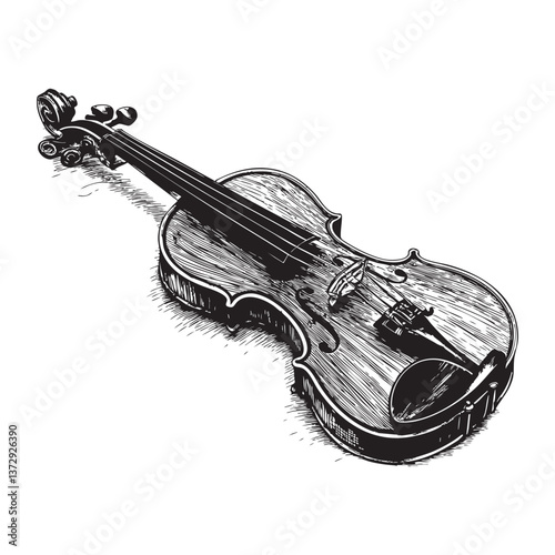 violin engraving vector illustration
