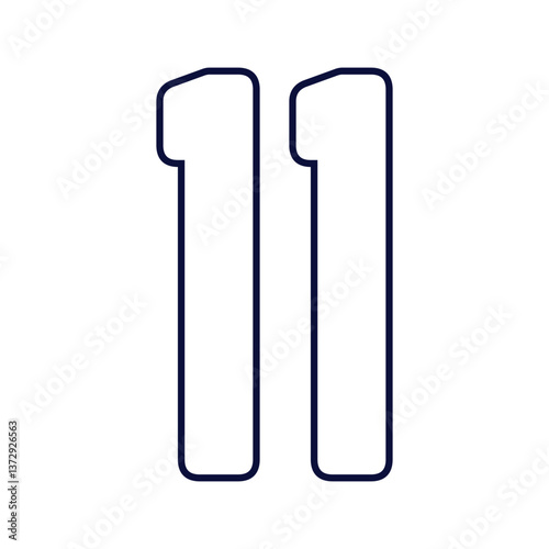 11,Classic Vintage Sport Jersey Number, Uniform numbers in black as fat fonts, number. For American football, baseball or basketball and ice Hockey.