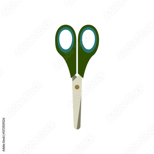 Minimalist Design of Vector illustration green scissors
