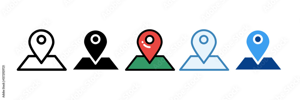 Pin Location Icon Set Multiple Style Collection Pin Location Icon Set Multiple Style Collection