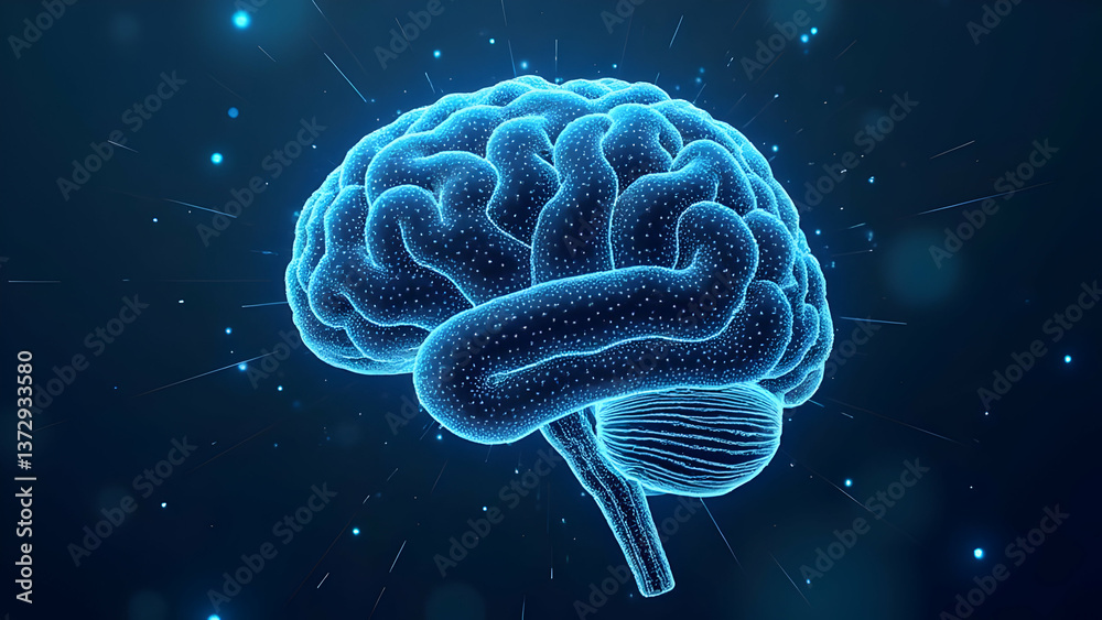 Fototapeta premium Neural Blockchain: Brain Network Structure Vector Art 